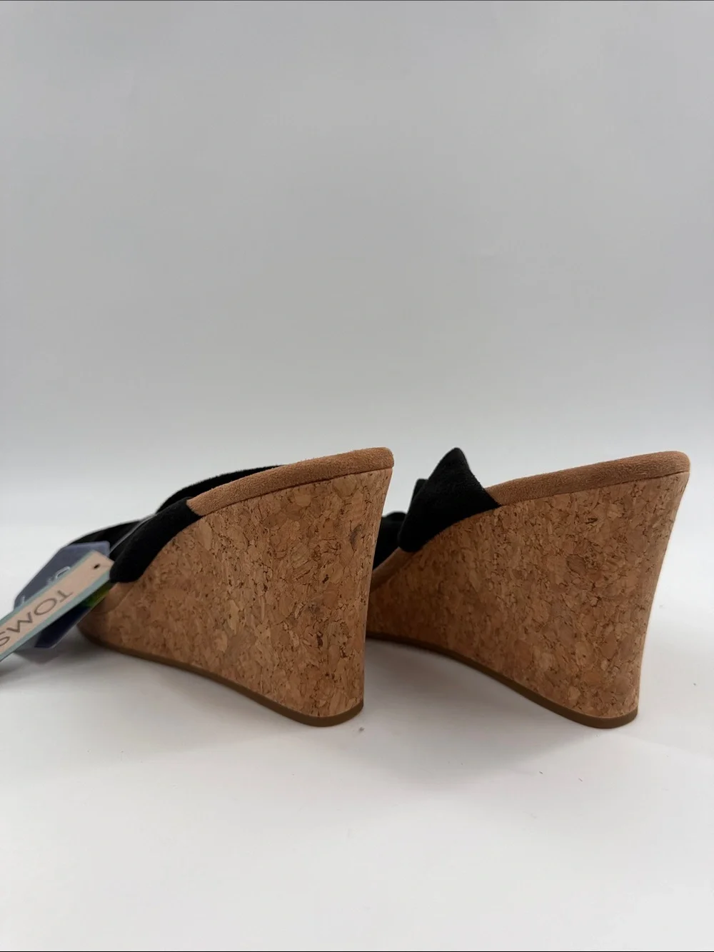 NWT TOMS Women's Serena Microfiber Knotted Strap Cork Wedge Sandal Women's 7.5